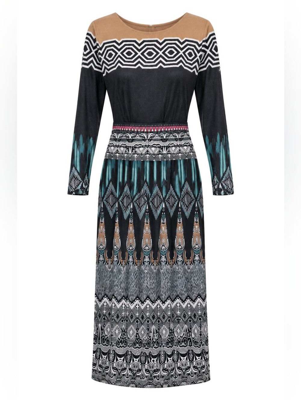 ETRO Bohemian Geometric Signature Print SILK Dress - Made In Italy Sz 44IT/10US